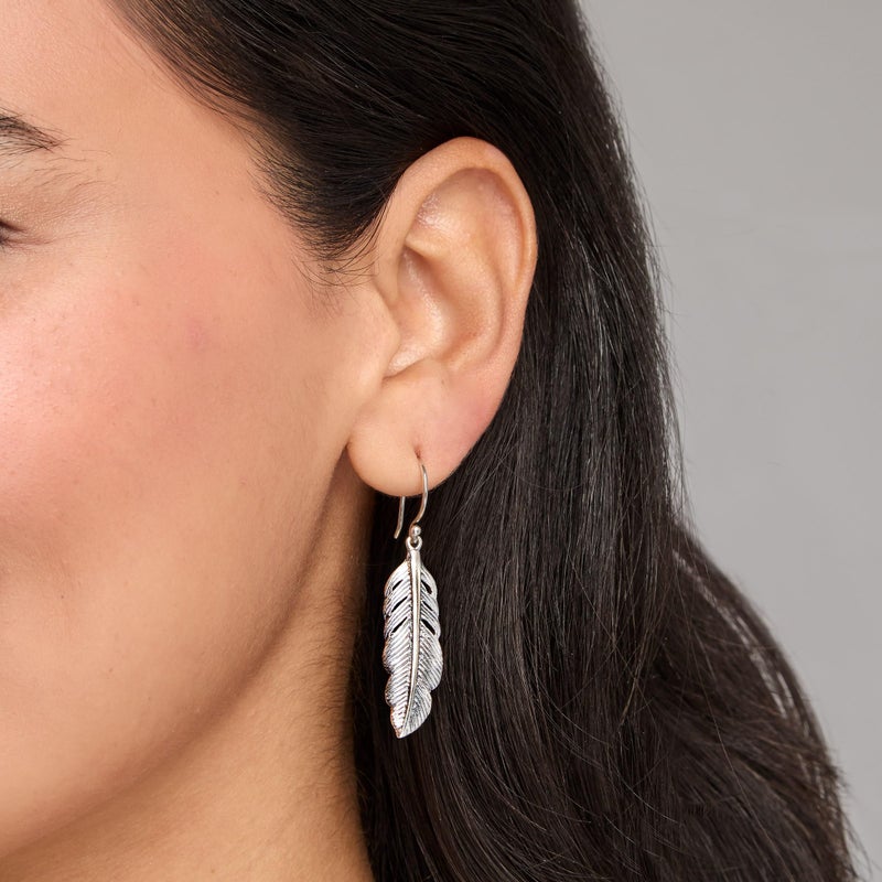 Silpada 'Etched Feather' Drop Earrings in Sterling Silver - Image 5